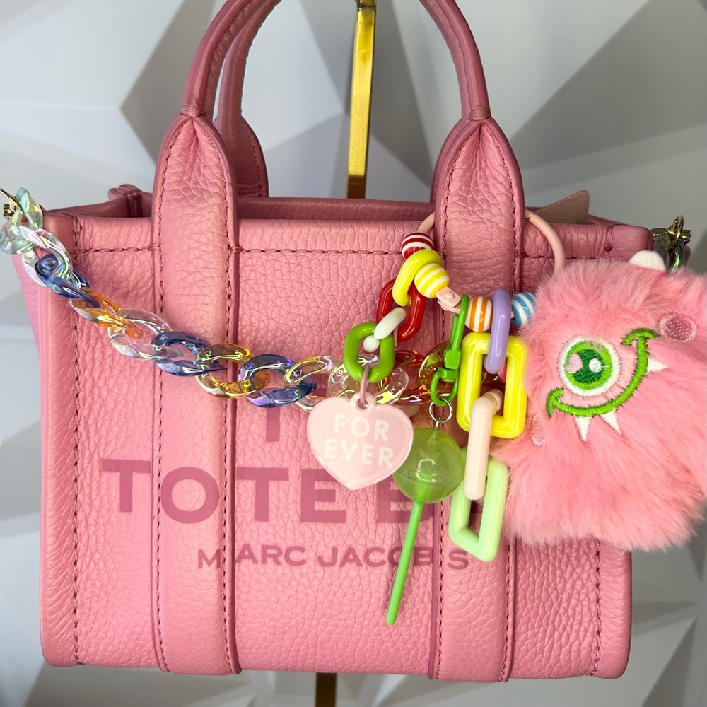 Colorful Rainbow Iridescent Plastic Chain Bag Purse Backpack Bottle Charm Kawaii